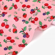 草莓樱桃府绸布料数码印花全棉布料服装儿童面料
