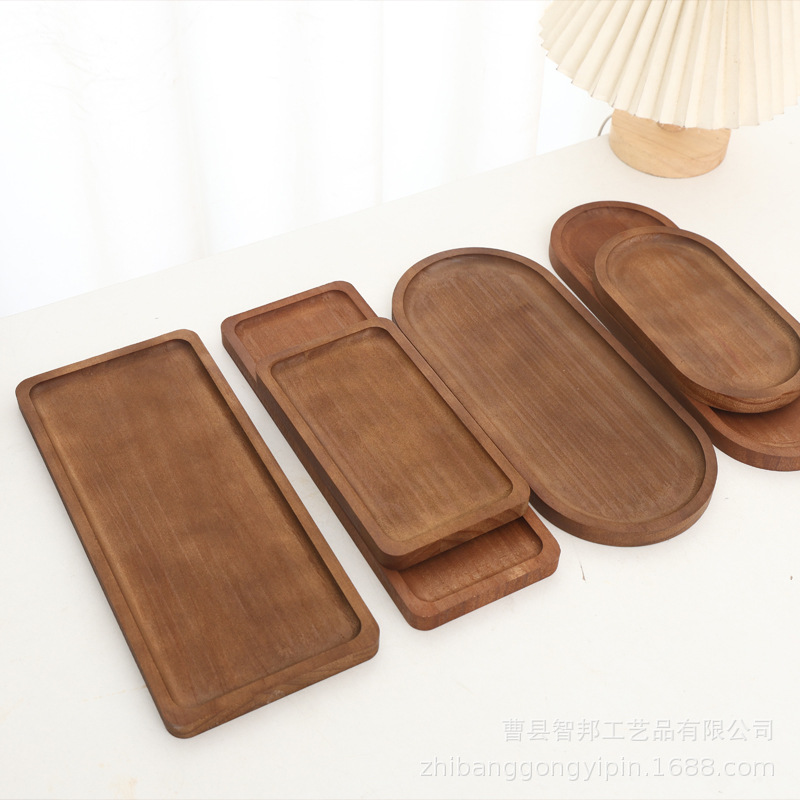 Spot Solid Wood Multi-Shape Tray Simple Snack Pastry Tray Coffee Shop Tray Bread Sushi Decorative Tray
