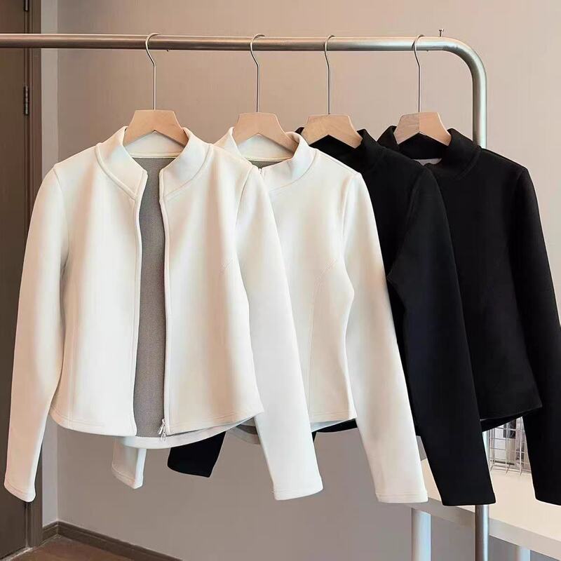 Graphene Yoga Jacket Autumn and Winter New Style Stand-Up Collar Sports Slim-Fit Women's Waist-Cinching Top Slimming Short Warm Coat