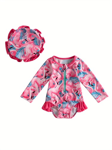 Toddler Baby Girl Rash Guard Swimsuit Long Sleeve