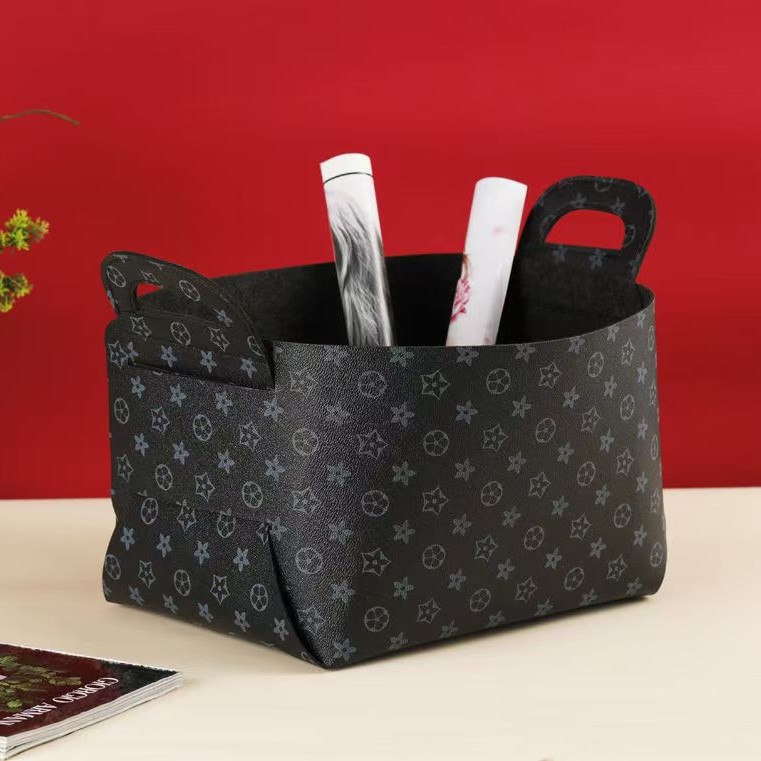 皮革防水收纳筐毛毡收纳筐北欧绒布收纳玩具杂物桌面零食衣物收纳