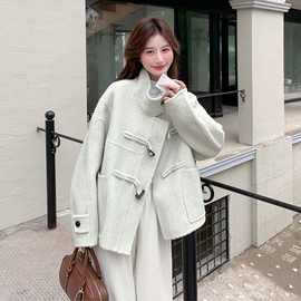 现货 牛角扣立领双面呢大衣2025