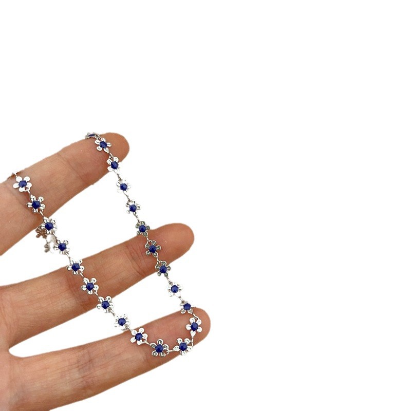 Otoño exquisita pequeña flor azul pulsera de las mujeres simples novias Mori pulsera de las mujeres ins versátil pulsera de alto grado