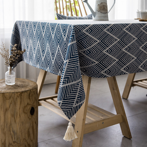 Japanese cotton and linen fabric trendy Instagram coffee table runner Nordic geometric modern light luxury literary home tea table cover