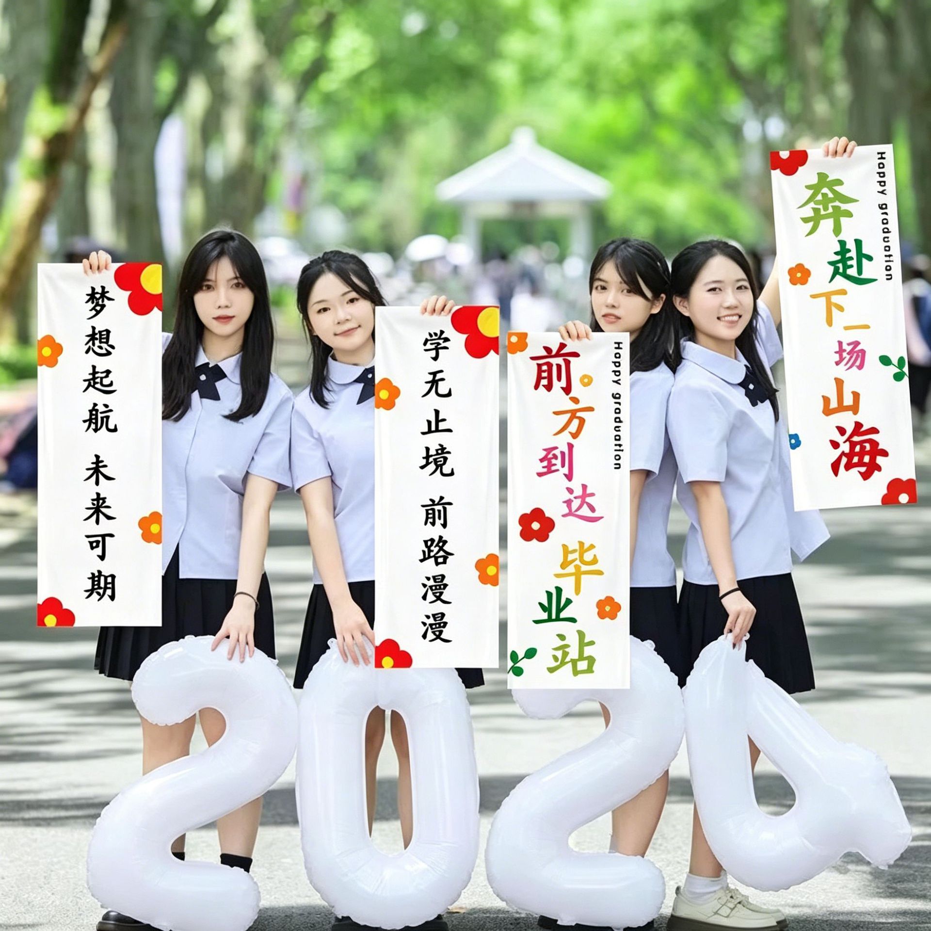 毕业手持拍照道具标语横幅班级学校户外活动小学高中同学聚会团建|ms