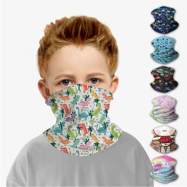 New children's ice silk neck scarf, magic face towel, windproof mask, sports cycling mask, cool-touch printed cartoon design