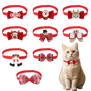 European and American Cross-border New Christmas Pet Cat Collar Candy Bow Decoration Dog Adjustable Scarf