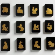 金镶玉4D和田墨玉镶金大四方仿古生肖墨玉款一手货源厂家批发