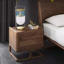 北美黑胡桃木家具簡約現代全實木床頭櫃卧室床邊櫃北歐原木邊櫃