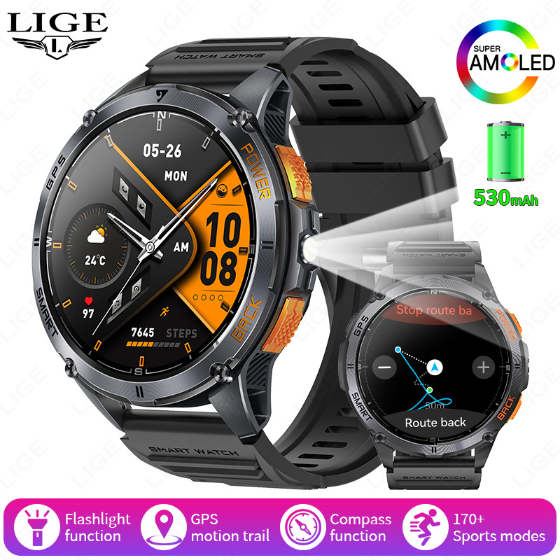 Smartwatch, Blutsauerstoff- und Herzfrequenzmesser, GPS, Bluetooth-Anruffunktion, Sportuhr K67A_voghion.com