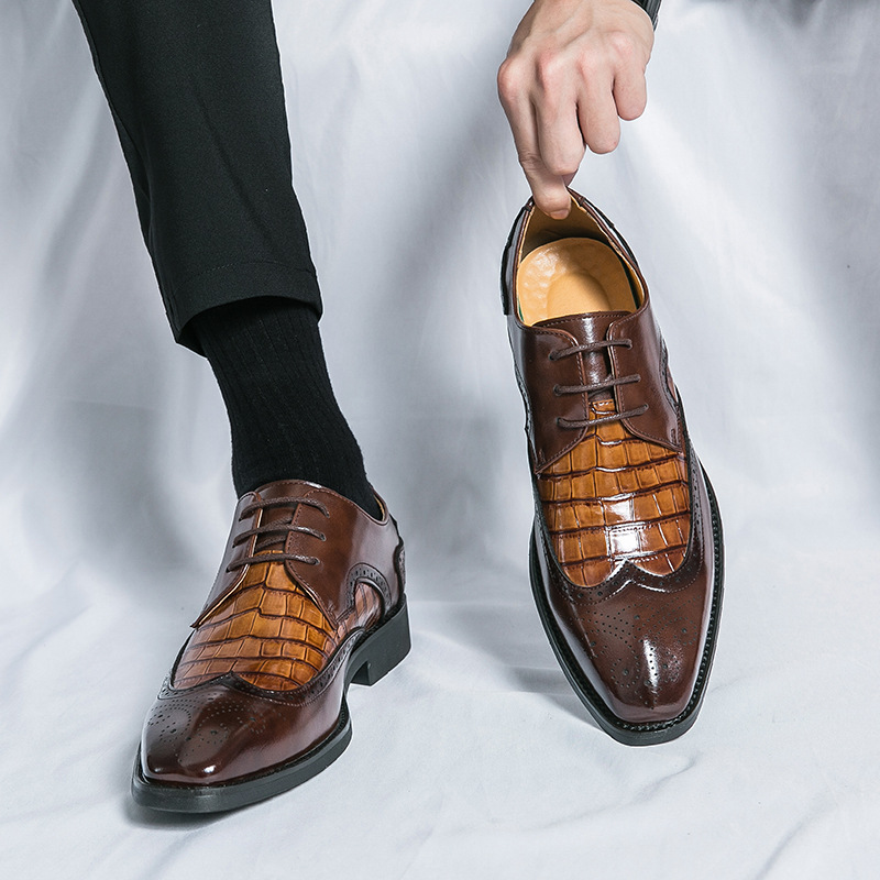 Cross-Border Large Size 46 Pointed Leather Shoes for Men 2025 Spring & Fall New Men's Business Formal Wear Groom's Wedding Shoes for Men