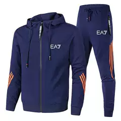 Men's Tracksuit Set Casual 2 Piece Outfit Spring Autumn Zip-Up Hoodie Sweatshirt Jacket with 3 Stripes