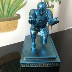 Soldier Executor Pen Holder Ornament Knight Pen Holder Armor Hero Kneeling Pen Holder Bronze Statue Pen Holder Stationery