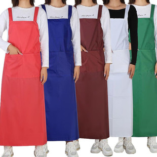 VLEN double shoulder tarpaulin apron anti-stain and oil-proof H-shaped apron with pocket waterproof wear-resistant waist