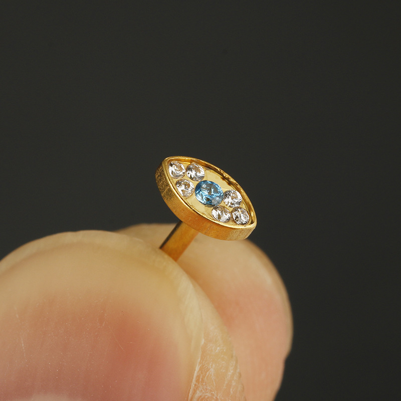 Fashion Moon Lightning Stainless Steel Inlay Zircon lip stud 1 Piece