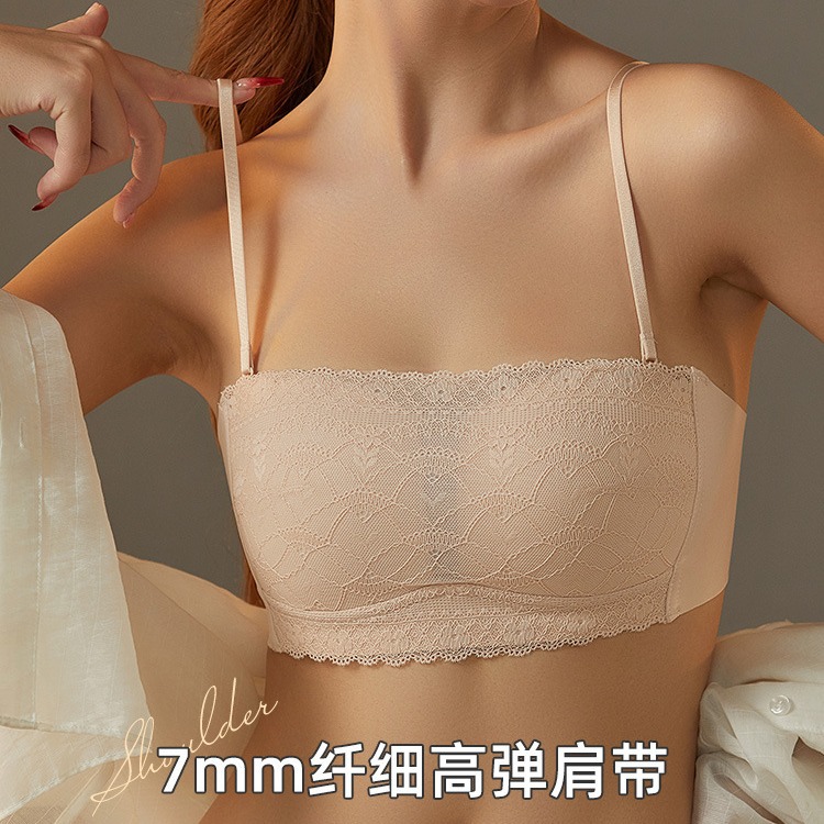 6180 French Pure Desire Sexy Encaje Sin Anillo de acero Ropa interior delgada antideslizante de verano Hermoso sujetador de pecho grande