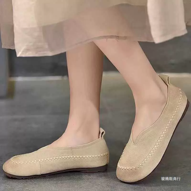 Retro Literary and Arts Series Real Soft Leather Casual Women's Shoes Beef Tendon Soft Soft Soft Skin Light Mouth Grandma's Shoes Flat Sole Shoes