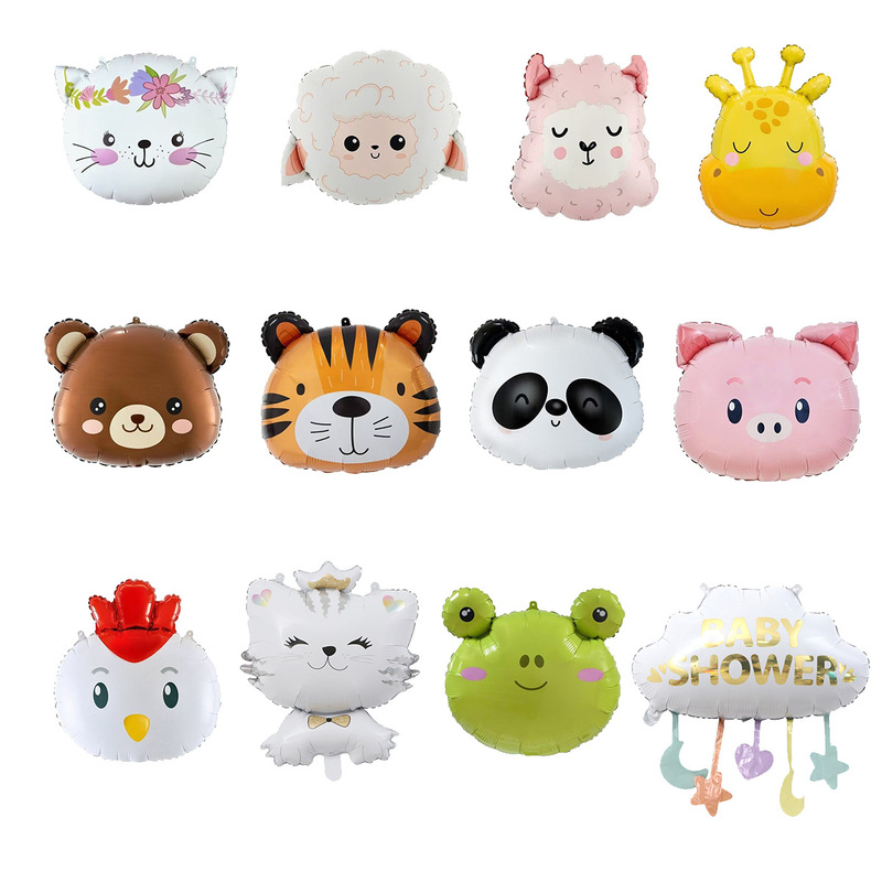 New Cartoon-Style Cute Animal Head Aluminum Foil Balloons for Theme Birthday and Holiday Party Decorations New Cartoon-Style Cute Animal Head Aluminum Foil Balloons for Theme Birthday and Holiday Party Decorations