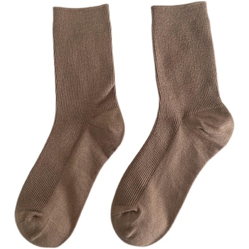 Socks women's solid color socks double-needle comfortable autumn and winter casual ins Japanese trend Korean versatile pile socks cotton