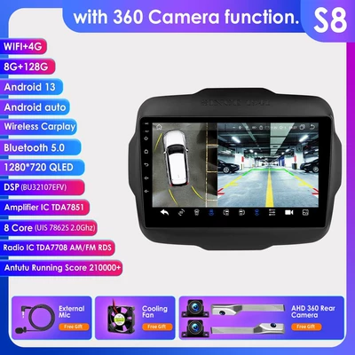 Suitable for 16-20 Jeep | DVD Navigation - with-360-camera-8128g-wifi4g-lte-version-7862-carplay-eight-core-9inch-suitable-for-16-20-jeep-renegade