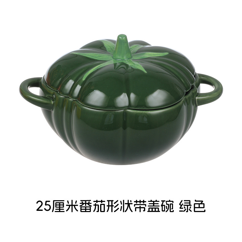 工場直送の色釉セラミック工芸品、牧歌的なスタイル、新鮮でキュートな子供用ボウル、皿、カップ、野菜セラミック食器セット|undefined