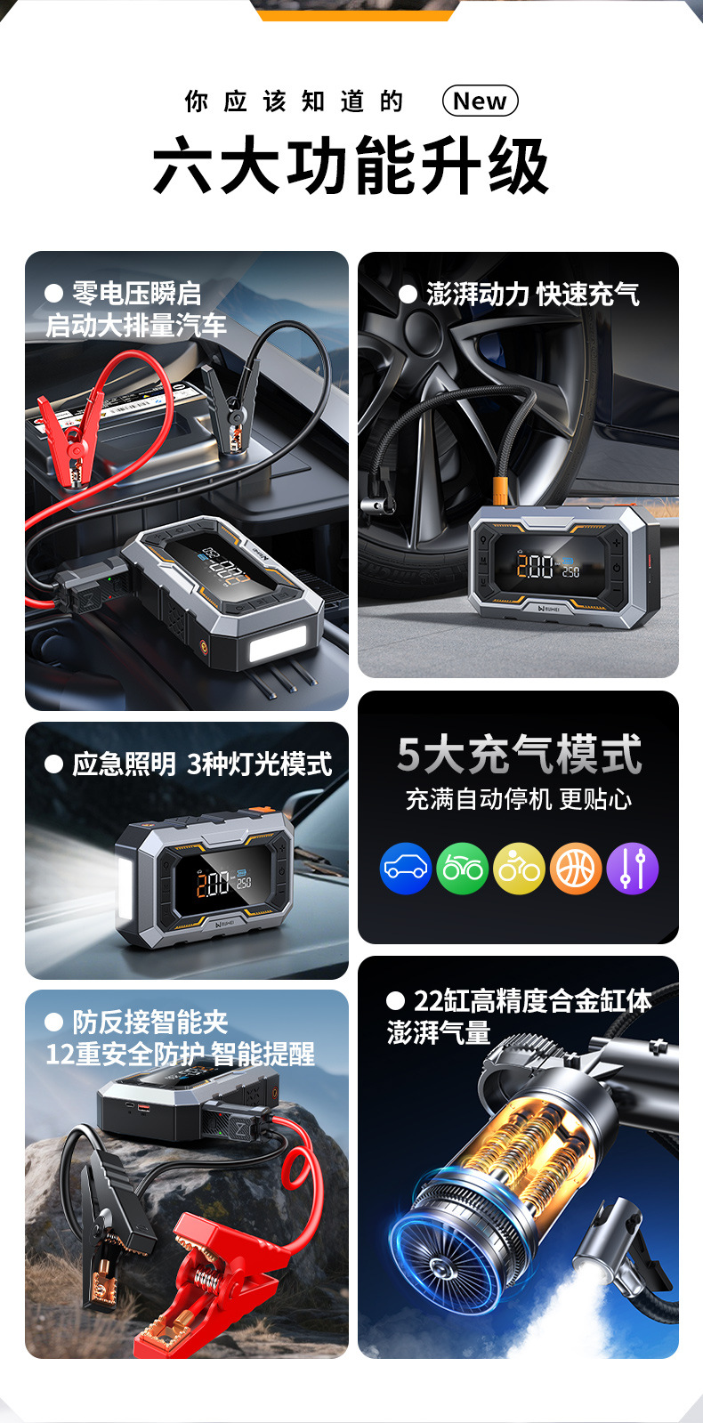 Buwei (N11) Car Emergency Jump Starter and Air Compressor Combo - Multifunctional Car Jump Starter and Air Pump