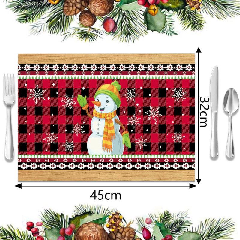 売れ筋のクロスボーダークリスマスデコレーションプレースマット、新しいホリデー食器断熱マット、リネン防汚洋食プレースマット|undefined