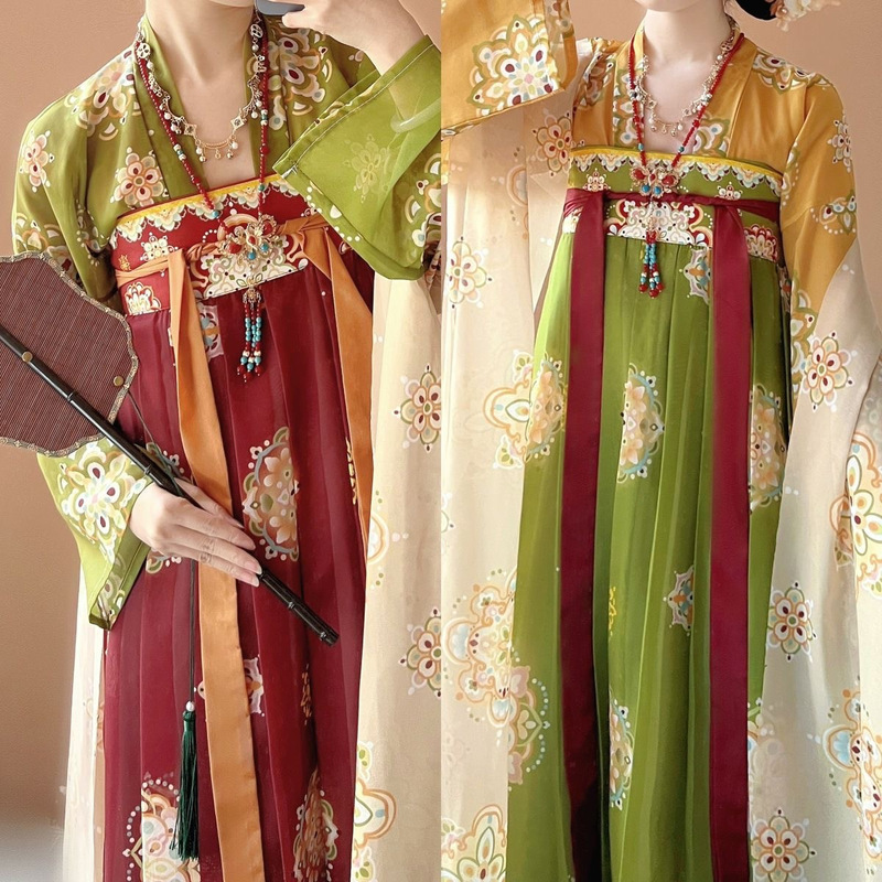 Original Hanfu High-Waisted Skirt with Embroidery, Tang-Style Daily Wear, Spring and Summer Reproduction Print, One-Piece Spring and Summer Outfit, New Model