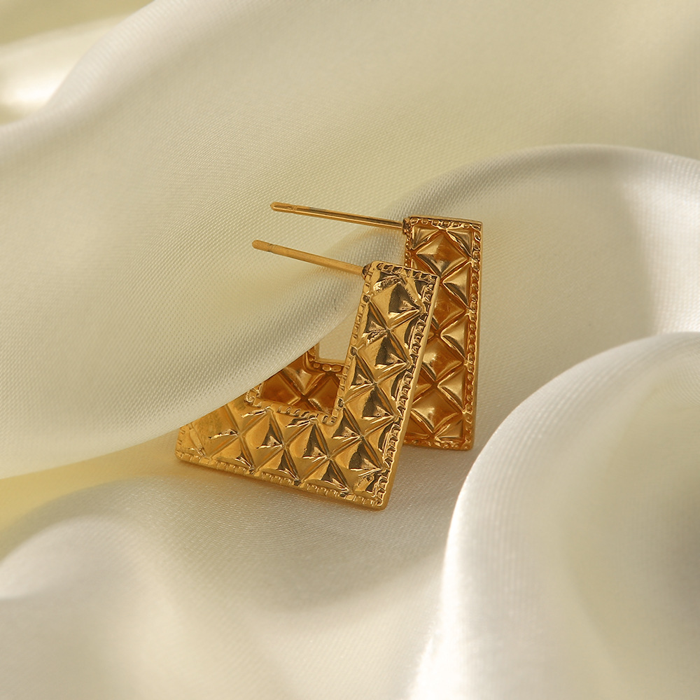 Fashion Geometric Stainless Steel Gold Plated Earrings 1 Pair