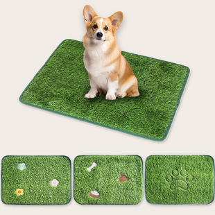 Embroidered Artificial Turf Pet Toilet Mat Balcony Artificial Turf Embroidered Carpet Mat Dog and Cat Urination