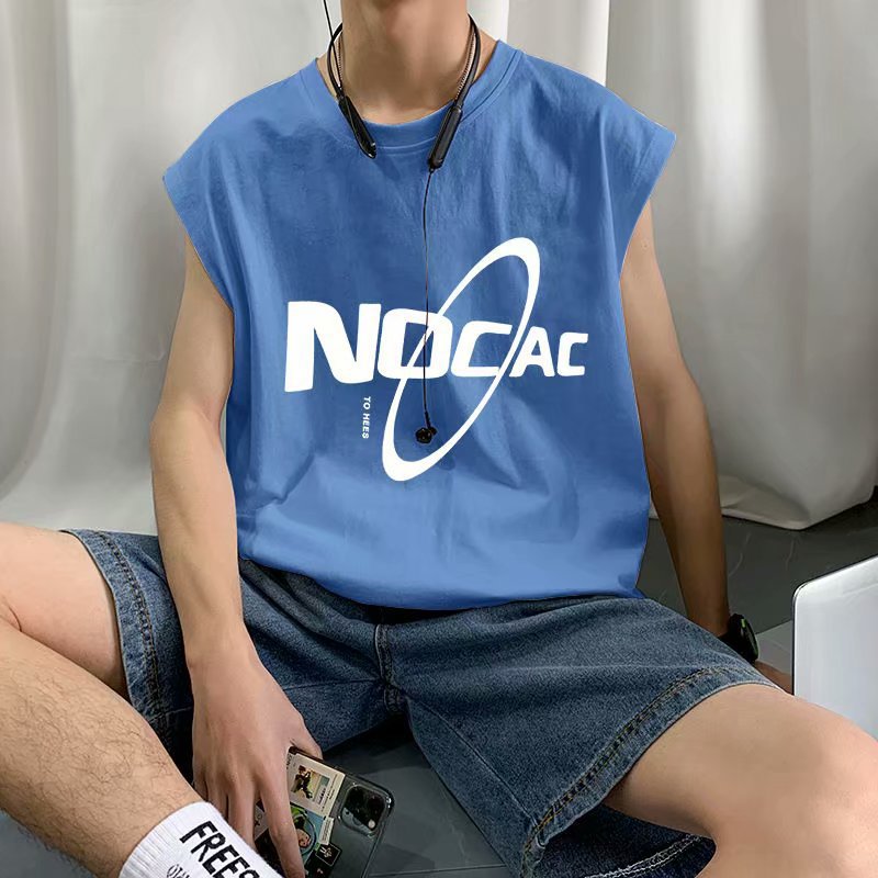 Camiseta sin Mangas Holgada con Estampado para Hombre de Poliéster para Ocio