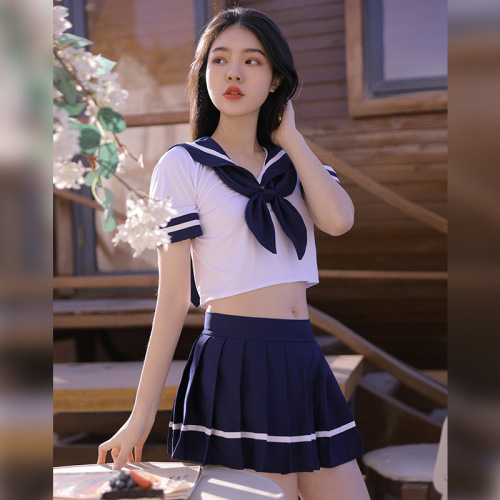 jk Japanese college small breasts pure sexy lingerie cute campus pajamas uniform temptation passion midnight 7941