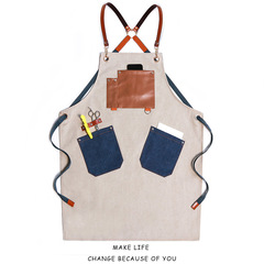 Apron for women, work hairstyle, hairdresser, home kitchen, gardening, baking, hair and nail, denim workwear for men with printed logo