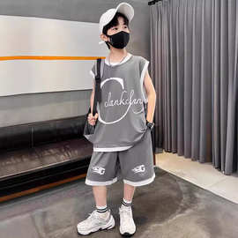 男童背心套装2026韩版夏季中大童休闲运动两件套儿童时髦篮球衣服