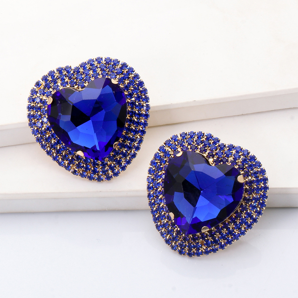 fashion heart-shaped alloy diamond earrings