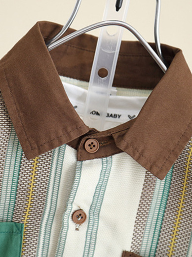 5827 chaqueta de camisa para niños primavera y otoño 2025 nuevo bebé otoño versión coreana camisa de manga larga para niños blusa a rayas