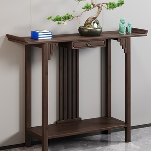 Modern Minimalist Chinese-Style Foyer Cabinet, Zen Living Room Entryway Console, Central Hall Offering Table, Narrow Side Table