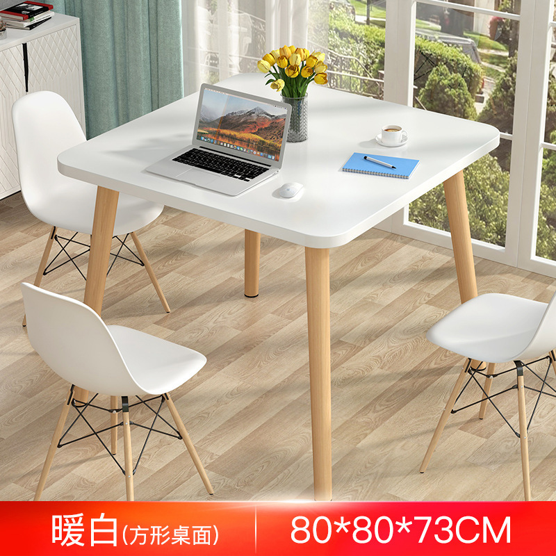 따뜻한 흰색 80*80*73 "강화 된 단단한 나무 다리" 정사각형 테이블