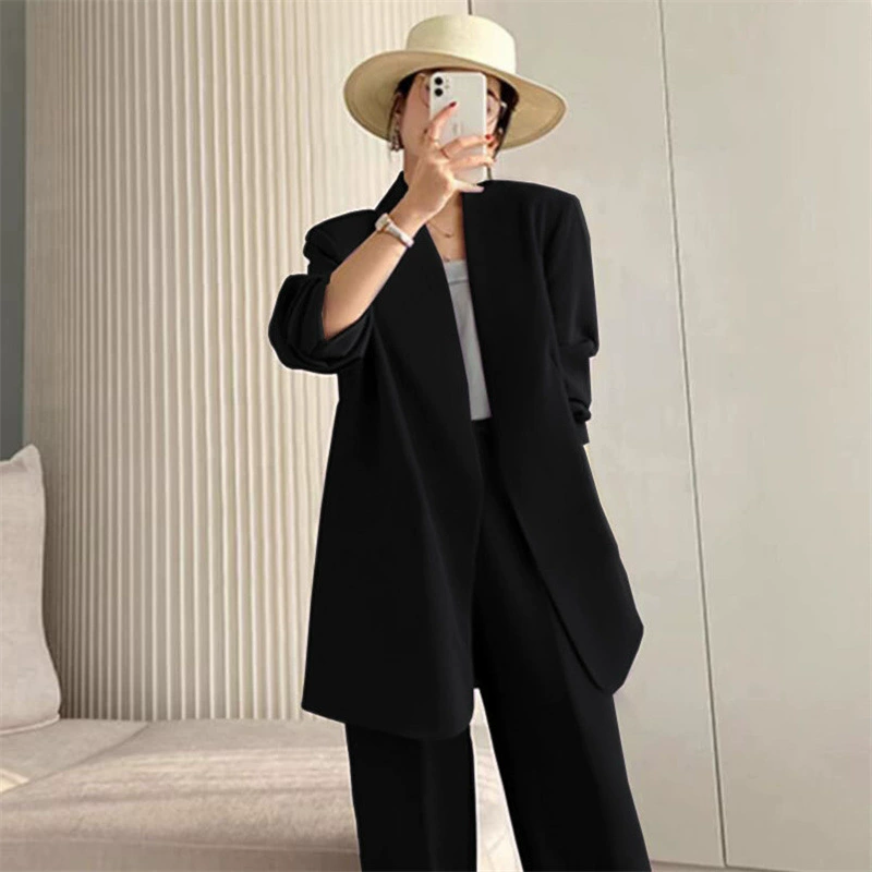 Профессиональный женский костюм, новинка весна-осень 2025, легкий и изысканный стиль, элегантный женственный стиль, повседневный черный блейзер в корейском стиле для женщин