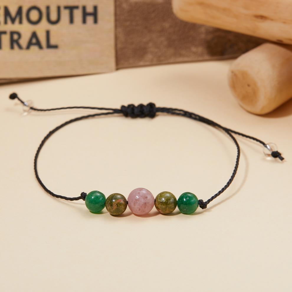 Nuovo braccialetto di perline di cristallo con filo di cera nera intrecciato a mano regolabile versatile alla moda per le donne_voghion.com
