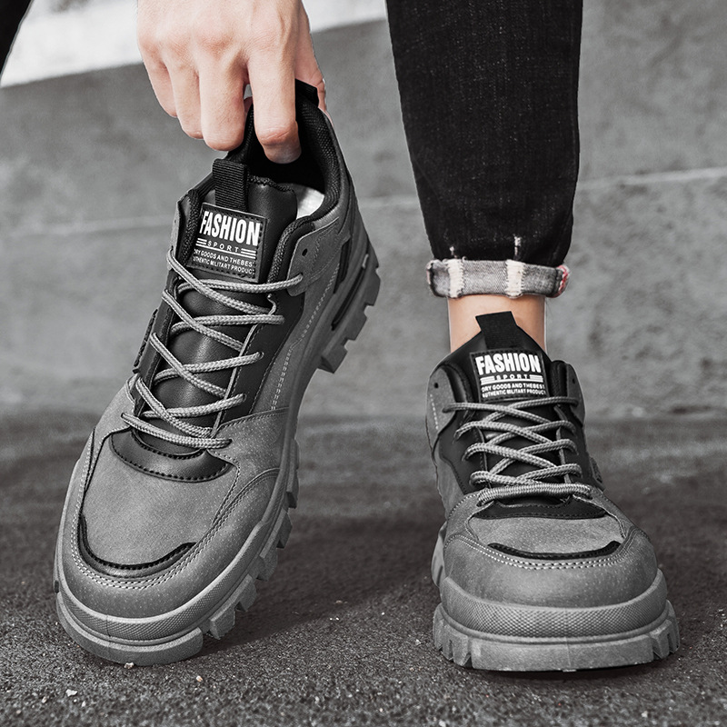 Zapatos de hombre otoño-invierno 2024 nuevo tipo de ropa de trabajo para hombres ocio versátil cuero antideslizante desgaste zapatos de montaña de suela gruesa