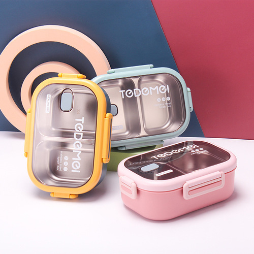 304 stainless steel insulated lunch box, portable lunch box for students and office workers, square large-capacity lunch box, special and beautiful