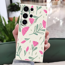 亚马逊粉色花朵适用三星S25ultra手机壳S24磨砂硅胶S23防摔保护套