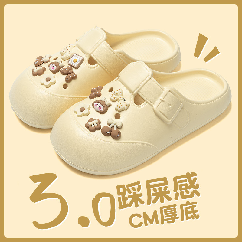 Puff Crocs Cross Non-Slip Anti-Odor Women's Beach Outer Wear Spring and Summer Pregnant Women Boken Lazy Shoes Sweet Puff Crocs Cross Non-Slip Anti-Odor Women's Beach Outer Wear Spring and Summer Pregnant Women Boken Lazy Shoes Sweet