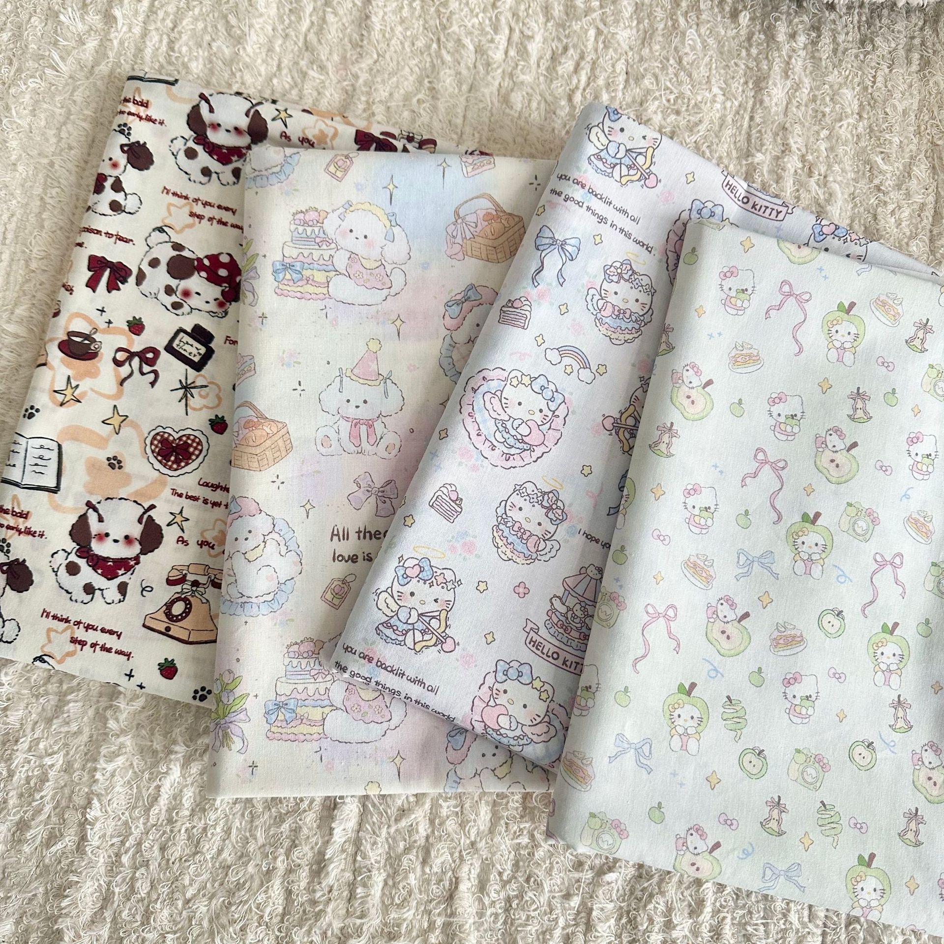 면 40 디지털 인쇄 직물 벚꽃 곰 꽃 천 여성 아동복 부모 자식 홈 의류 DIY 한국판