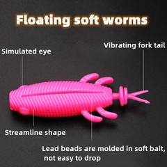 Wholesale floating soft worm frog bait into the water 45°8cm14g soft bait crank hook black fish potato thunder strong bait cross-border