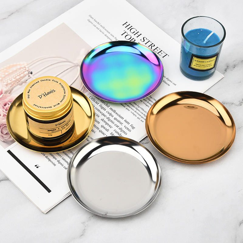 Nordic Stainless Steel Gold Round Tray for Cosmetics, Jewelry Storage, Dessert Tray, Vanity Tray Nordic Stainless Steel Gold Round Tray for Cosmetics, Jewelry Storage, Dessert Tray, Vanity Tray