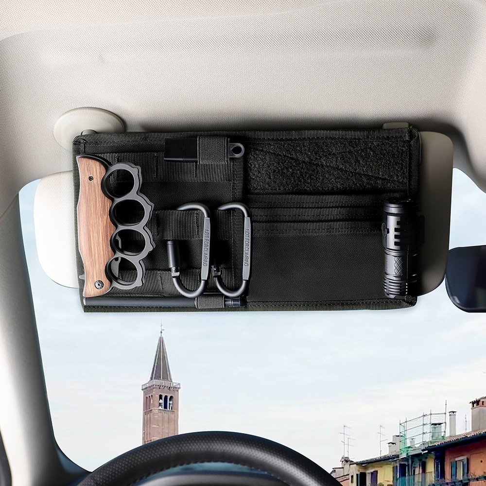 Qìchē Car Sun Visor Organizer Clip Card Ticket Holder (Multimediya və saxlama aksesuarları) - black