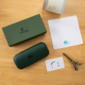 Green crocodile sunglasses case set