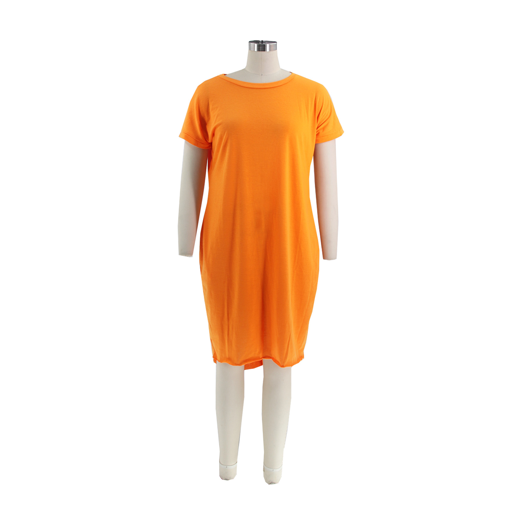 Summer Solid Color Pocket Front Short Back Length Irregular Asymmetric Dress